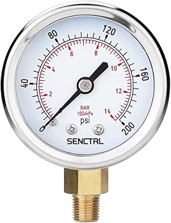 senctrl senctrl SENCTRL 0-200 psi Pressure Gauge, 2" Dial Size, 1/8 NPT Lower Mount, Anti-Fog, Waterproof, Stainless Steel  - Image 1
