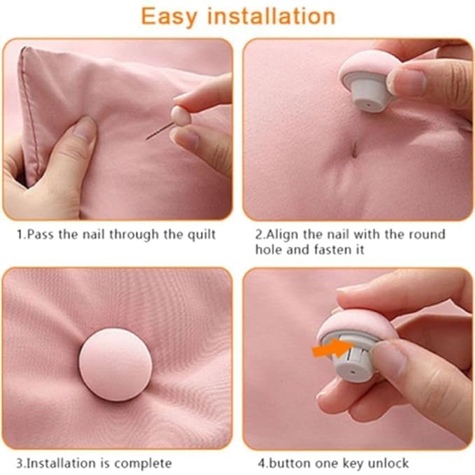 MAMADEV ENTERPRISE MAMADEV ENTERPRISE Multicolor Mushroom Shape Duvet Clips, Non-Slip Cover Fixator, Comforter Quilt Holder with One-Key Unlock for Blanket Bed Sheet Curtain (Pink, Pack of 16) - Image 4
