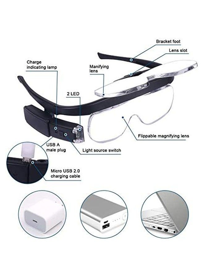 general Head magnifying glasses with 2 LED lights and 3 detachable lenses, rechargeable head mounted light magnifier for reading, jewelry, crafts, watches and electronics repairs - Image 4