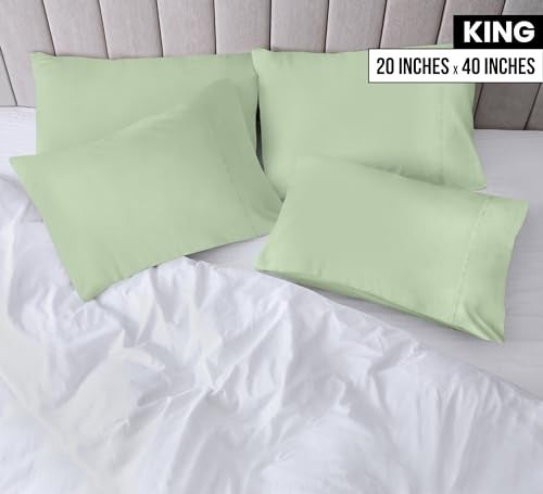 Utopia Bedding King Pillow Cases 4 Pack Envelope Closure Soft Brushed Microfiber Fabric Shrinkage and Fade Resistant Pillow Covers King Size 20 X 40 Inches King Sage - Image 3