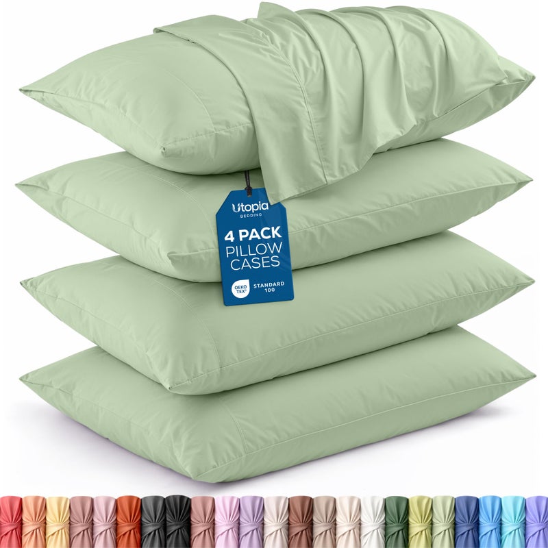 Utopia Bedding King Pillow Cases 4 Pack Envelope Closure Soft Brushed Microfiber Fabric Shrinkage and Fade Resistant Pillow Covers King Size 20 X 40 Inches King Sage - Image 2