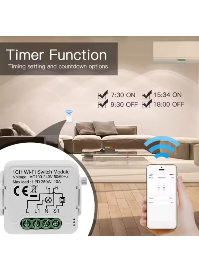 لوميفى وحدة قاطع تيار يدوي ،1CH وحدة التبديل Wi-Fi يعمل مع أليكسا وجوجل هوم، يدعم التحكم ثنائي الاتجاه عبر التطبيق، يركب خلف المفتاح العادي (يتطلب سلك محايد) (مزدوج-1Gang) - Image 4