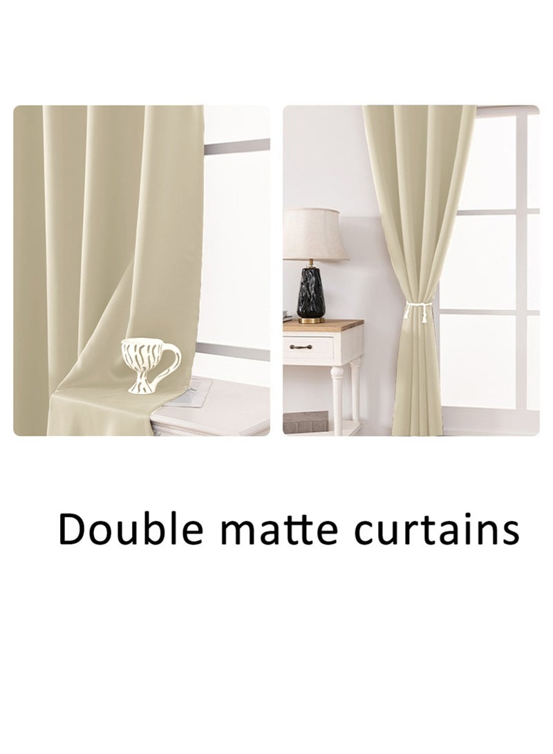 Solid Blackout Curtains for Bedroom and Living Room, 1 Panel Drapes Grommet Room Window Curtains (Beige 106W x 213H cm) - Image 4