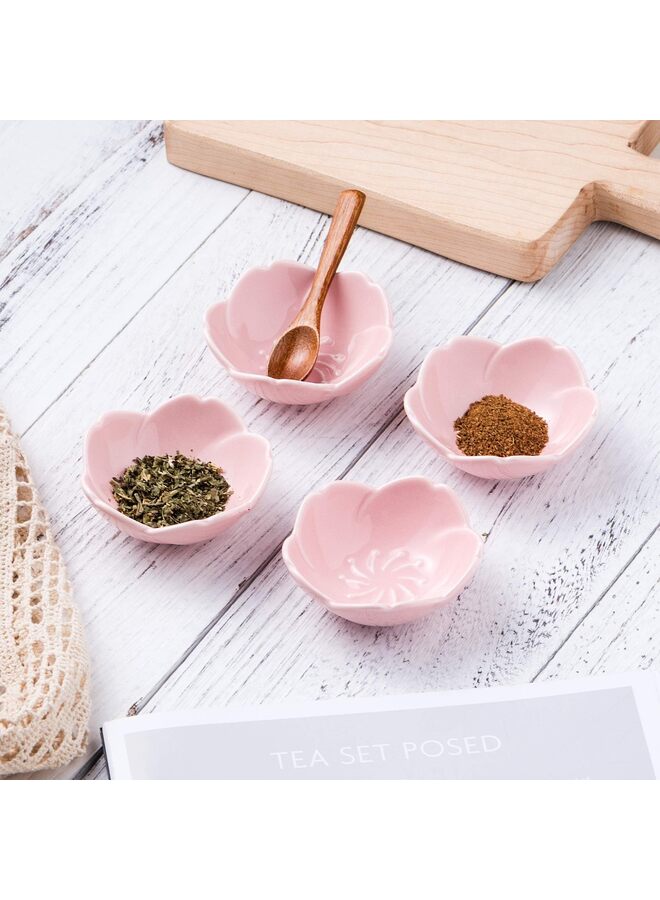 LAMAY 4pcs Cherry Blossom Ceramic Sauce Dish, Seasoning Dish, Sushi Soy Dipping Bow, Dessert Bowl, Appetizer Plates, Serving Dish for Kitchen Home (Color : Pink) - Image 2