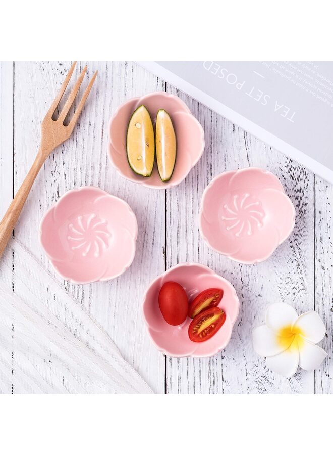 LAMAY 4pcs Cherry Blossom Ceramic Sauce Dish, Seasoning Dish, Sushi Soy Dipping Bow, Dessert Bowl, Appetizer Plates, Serving Dish for Kitchen Home (Color : Pink) - Image 5
