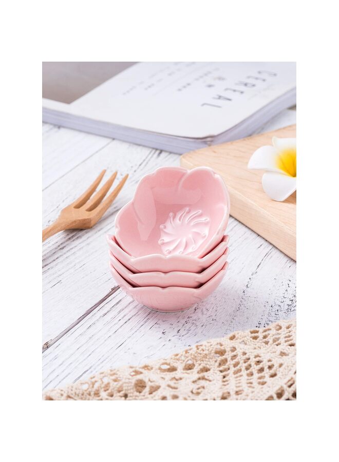 LAMAY 4pcs Cherry Blossom Ceramic Sauce Dish, Seasoning Dish, Sushi Soy Dipping Bow, Dessert Bowl, Appetizer Plates, Serving Dish for Kitchen Home (Color : Pink) - Image 4