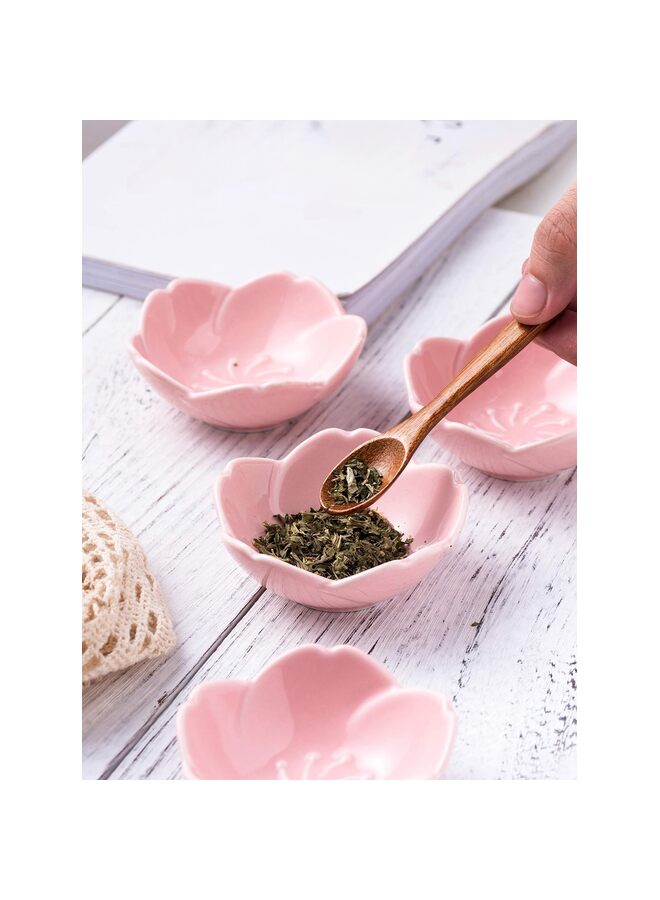 LAMAY 4pcs Cherry Blossom Ceramic Sauce Dish, Seasoning Dish, Sushi Soy Dipping Bow, Dessert Bowl, Appetizer Plates, Serving Dish for Kitchen Home (Color : Pink) - Image 3
