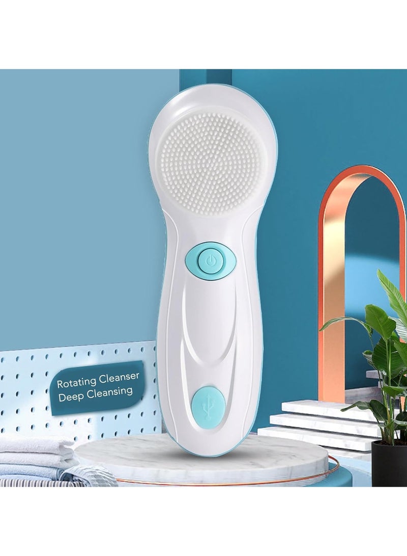 عام فرشاة تنظيف الوجه الكهربائية والمقشرة تأتي مع ٤ رؤوس للتنظيف، قابلة لإعادة الشحن ومقاومة للماء. - Image 3