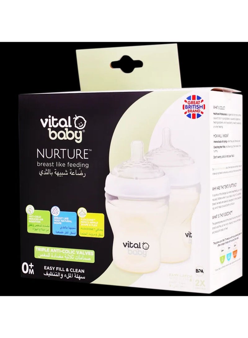 Vital Baby Nurture Feeding Bottle 240ml 2 Feeding Bottles - Image 1