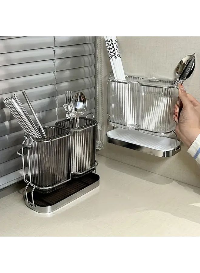 Golden Green Kitchen Utensil Organizer Drainage Rack Chopstick Holder No Tools Assembly - Image 1