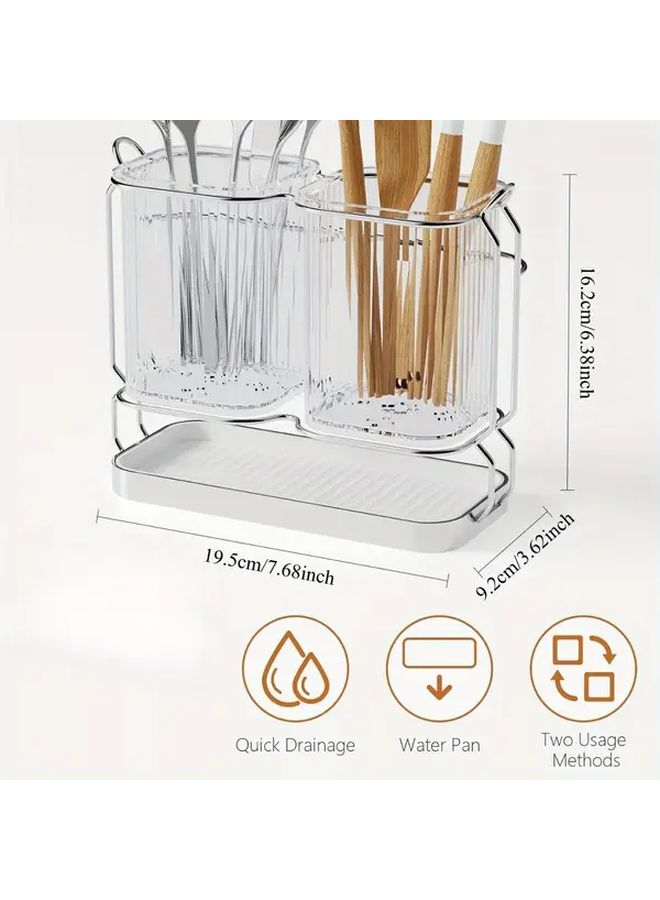 Golden Green Kitchen Utensil Organizer Drainage Rack Chopstick Holder No Tools Assembly - Image 3