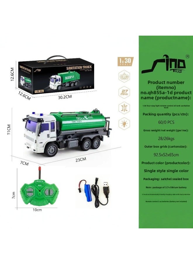 Generic RC Children Remote Control Excavator Toy Engineering Transport Dump Truck Fire Rescue Sanitation Truck Sprinkler-Color:[window Box] 1:30 Four-way Light Remote Control Sweeping Sanitation Car  - Image 2