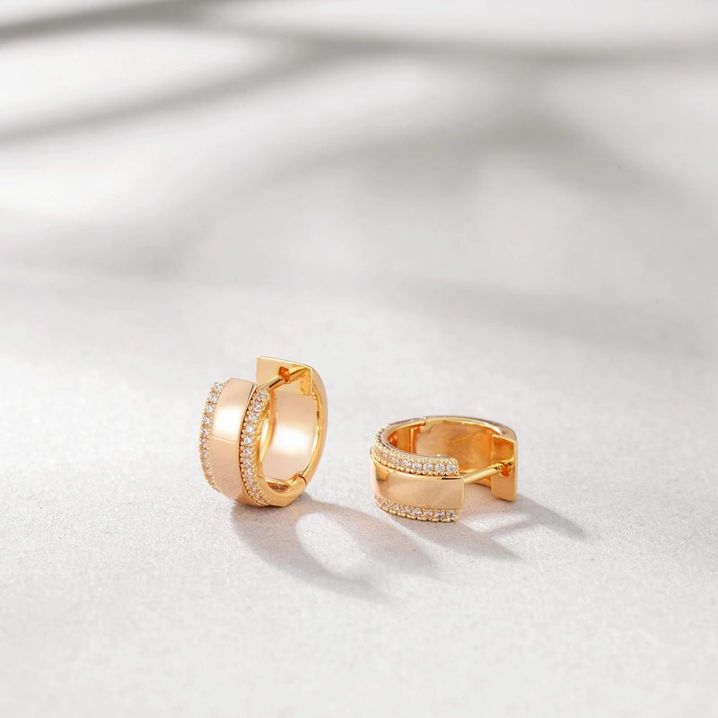 VACRONA Cubic Zirconia Huggie Earrings 14k Gold Plated Tiny Earrings Small Huggie Hoop Earrings Simple Lightweight Hoops Gift for Women - Image 4
