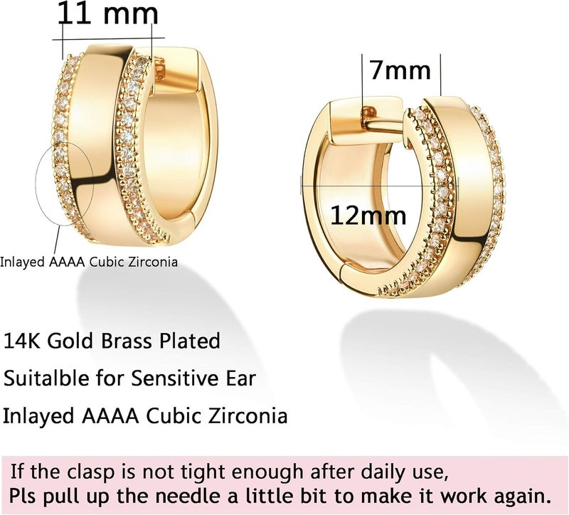 VACRONA Cubic Zirconia Huggie Earrings 14k Gold Plated Tiny Earrings Small Huggie Hoop Earrings Simple Lightweight Hoops Gift for Women - Image 5