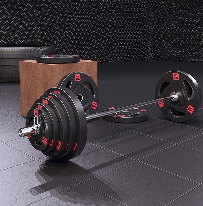 Olympic  Rubber Coated Weight Plates 2 Inch Cast Iron Barbell Plates Heavy Duty Gym Weights for Strength Training Powerlifting Bodybuilding Home Gym Equipment Deadlift Squat Bench Press Fitness Plates 2.5KG to 25KG - Image 4