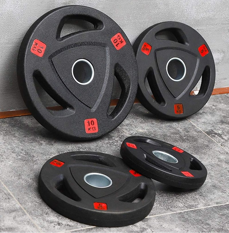 Olympic  Rubber Coated Weight Plates 2 Inch Cast Iron Barbell Plates Heavy Duty Gym Weights for Strength Training Powerlifting Bodybuilding Home Gym Equipment Deadlift Squat Bench Press Fitness Plates 2.5KG to 25KG - Image 3