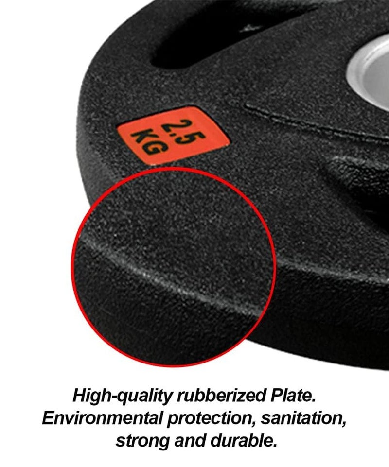 Olympic  Rubber Coated Weight Plates 2 Inch Cast Iron Barbell Plates Heavy Duty Gym Weights for Strength Training Powerlifting Bodybuilding Home Gym Equipment Deadlift Squat Bench Press Fitness Plates 2.5KG to 25KG - Image 5