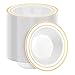 BESTSTAR 200 Pack Disposable Soup Bowls with Gold Rim 12oz Premium Heavy Duty Plastic Dinner Bowls for Party Wedding and Holiday - Image 1