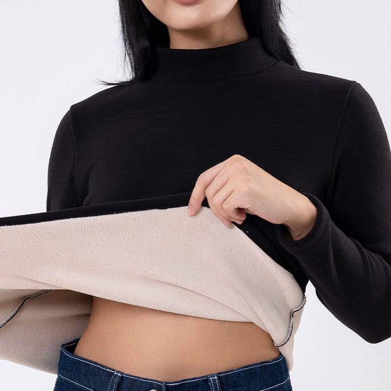 Bottoming Shirt, Round Neck, Solid Color Half Turtleneck, New Style, Warm And Velvet, Versatile Outer Wear, Inner Wear, High Elastic Sports Casual Top - Image 2