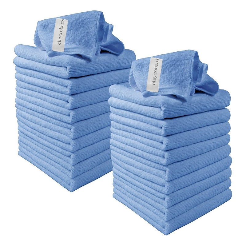 Microfibre Cleaning Cloths 40cm x 30cm  Pack of 20 Blue Cloths Machine Washable Polishing Waxing  Dusting Cloth LintFree Kitchen Towel Car Cleaning Microfiber