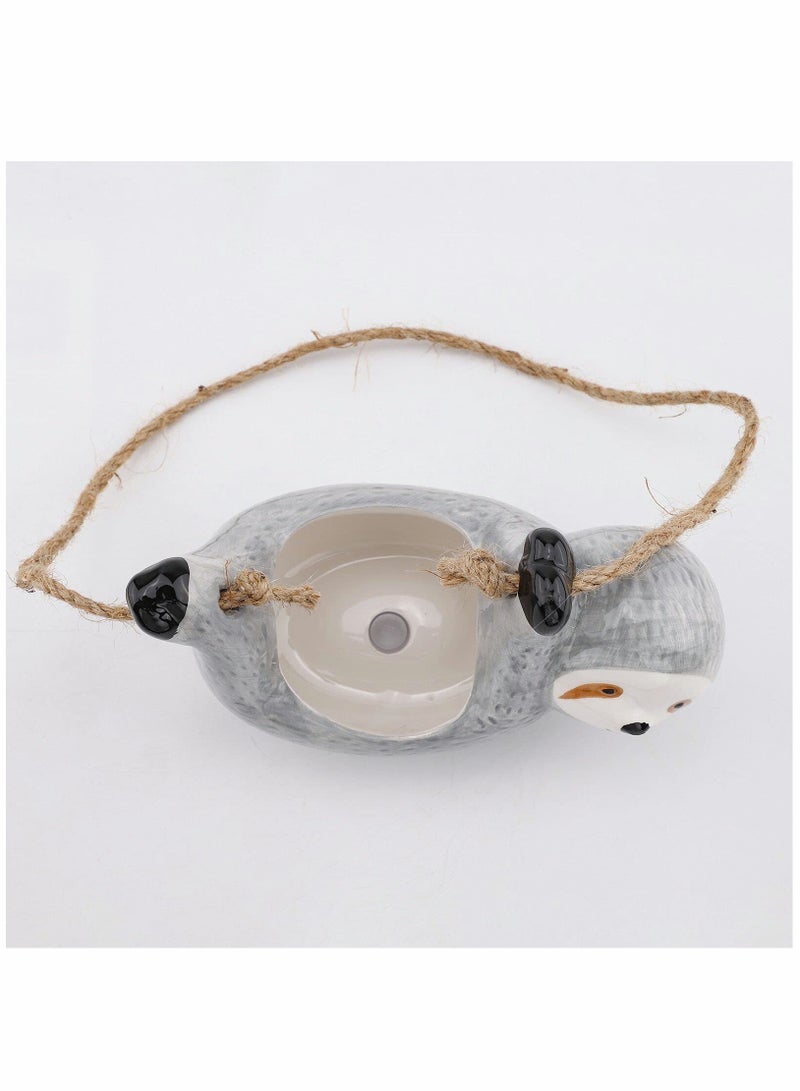 SOLARAE Ceramic Sloth Hanging Planter Pot for Indoor, Cute Hanging Plant Holder Flower Pot for Succulent PlantsIndoor Plants Animal Succulent Pots Wall Flower Vase Small Cactus Planter - Image 4