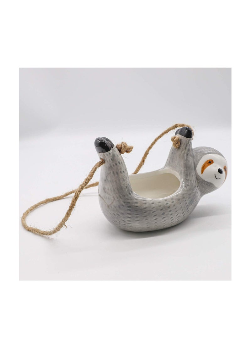 SOLARAE Ceramic Sloth Hanging Planter Pot for Indoor, Cute Hanging Plant Holder Flower Pot for Succulent PlantsIndoor Plants Animal Succulent Pots Wall Flower Vase Small Cactus Planter - Image 2
