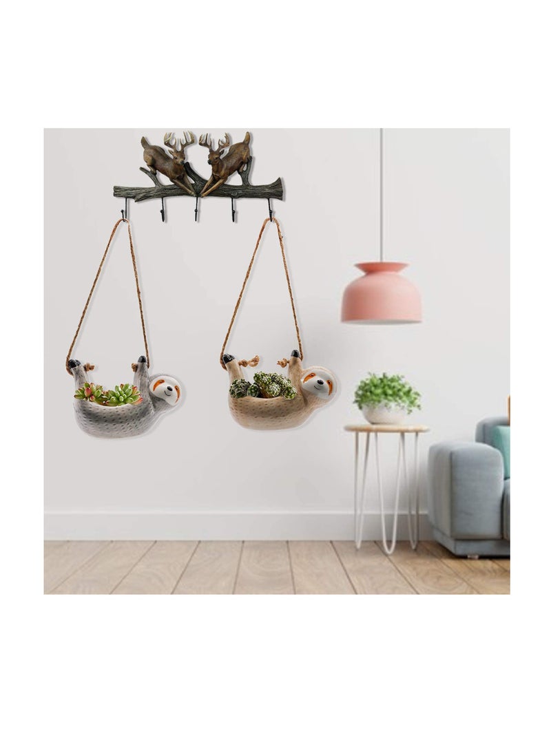 SOLARAE Ceramic Sloth Hanging Planter Pot for Indoor, Cute Hanging Plant Holder Flower Pot for Succulent PlantsIndoor Plants Animal Succulent Pots Wall Flower Vase Small Cactus Planter - Image 3