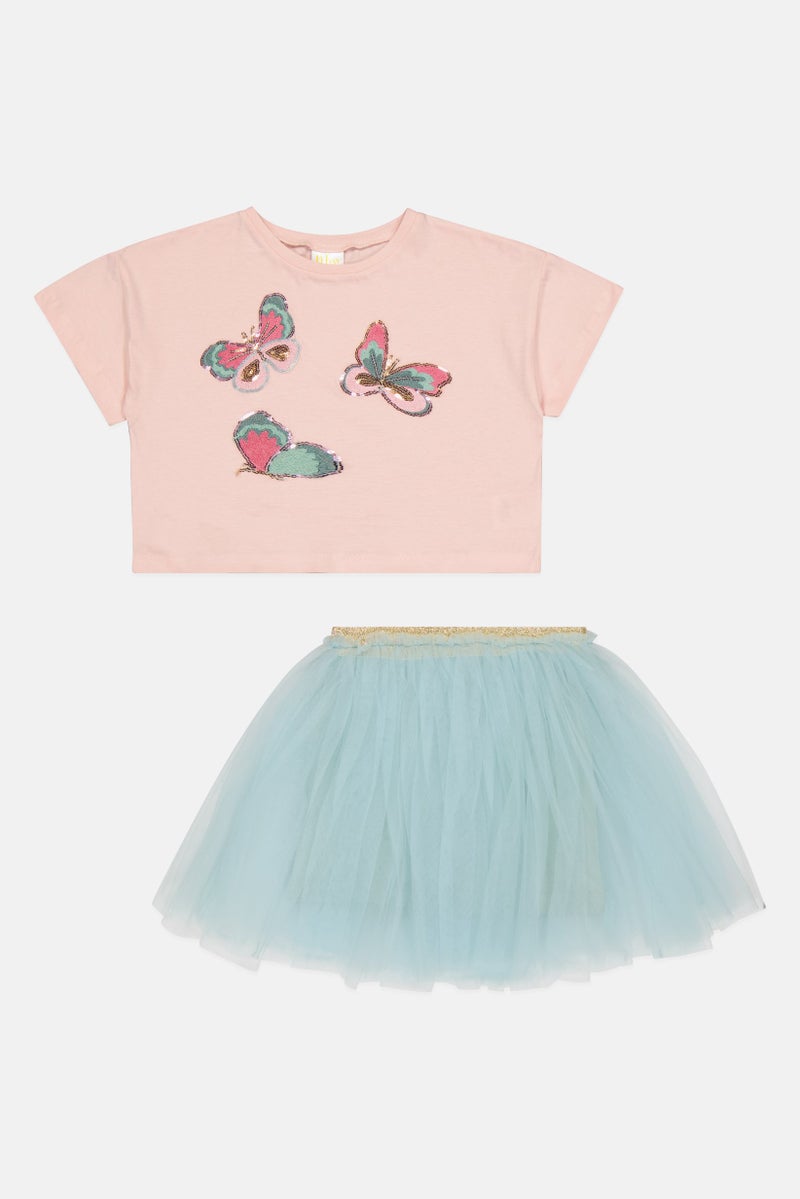 MISS Kids Girl Embelished Top And Tutu Skirt Set, Multicolor - Image 2