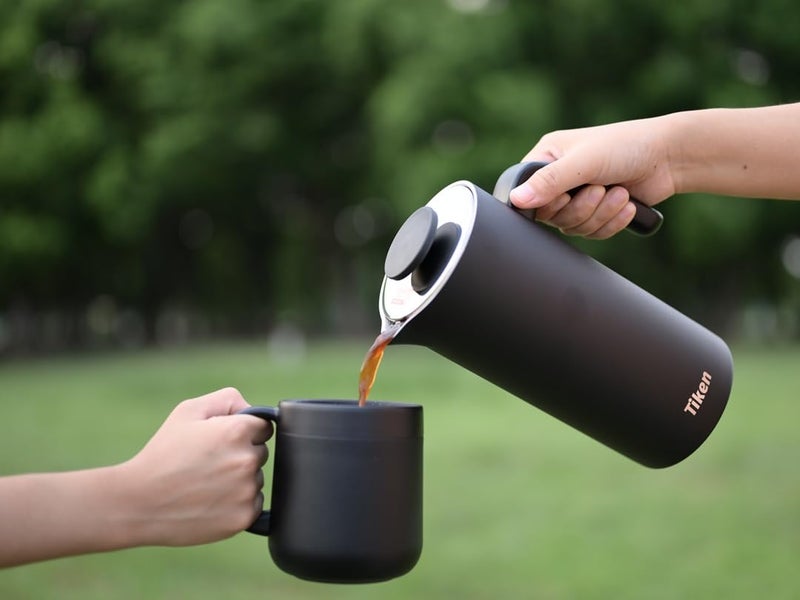 Tiken French Press Coffee Maker Stainless Steel Double-wall Vacuum Insulated Coffee Press Dishwasher Safe, 34Oz Black - Image 4