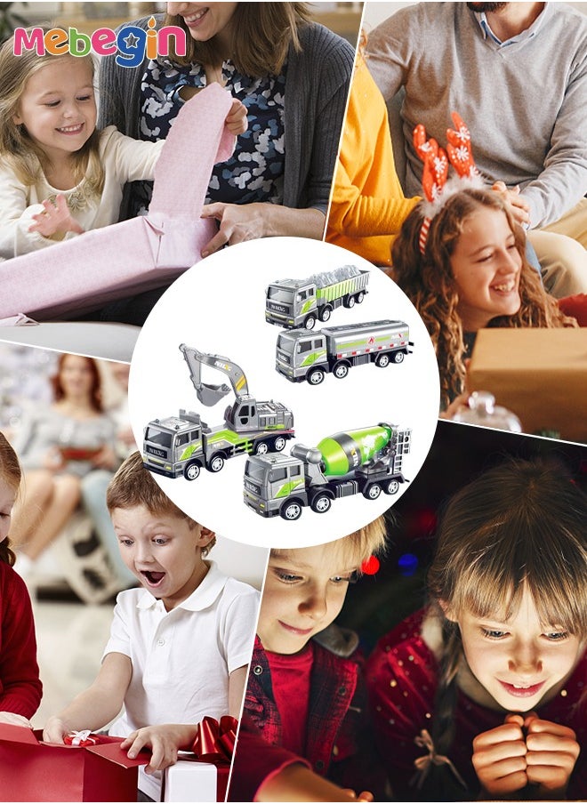 MEBEGIN 4 Piece Construction Toys Truck Set Engineering Vehicle Playset Excavator Transporter Tanker Mini Alloy Car Models Birthday Gift for Children Kids Boys 4-6 Years Old  - Image 5