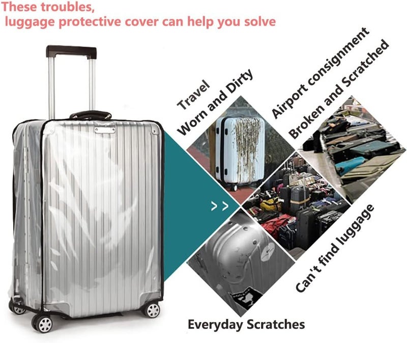 Magic Park 3pcs Transparent Luggage Protector Covers Set, PVC, Waterproof, Dirt Resistant, Fits 20 Inch, 24 Inch, 28 Inch Suitcases - Image 5