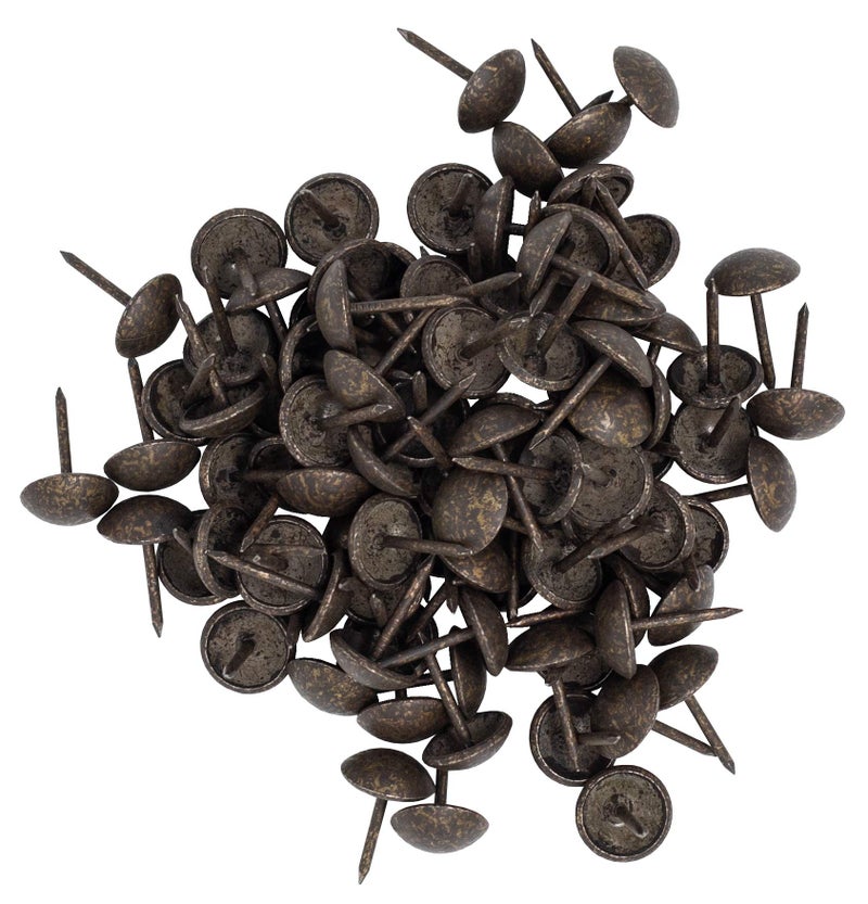 ComfortStyle Premium Upholstery Tacks, Nailhead Decorative Trim for Furniture, 7/16-inch Diameter (200, Dark Antique Brass) - Image 1