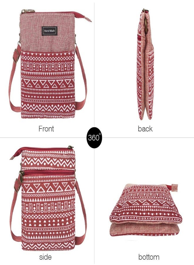 MEISEE Roomy Cell Phone Purse Wallet Canvas Small Crossbody Purse Bags with Shoulder Strap For Women teen girlsl (B-red) - Image 2