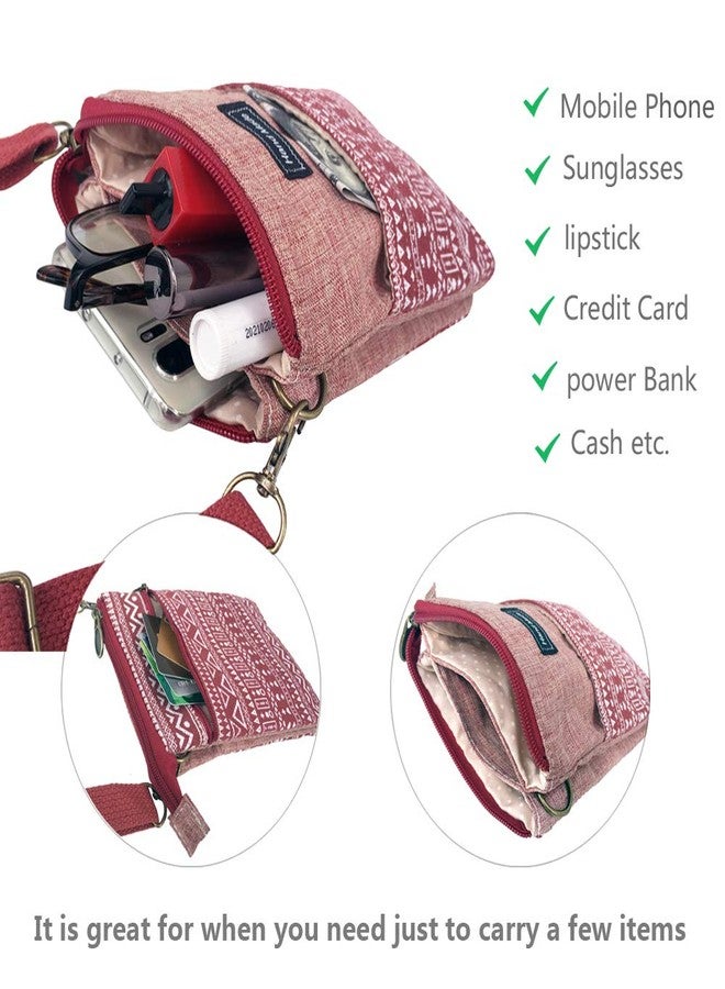 MEISEE Roomy Cell Phone Purse Wallet Canvas Small Crossbody Purse Bags with Shoulder Strap For Women teen girlsl (B-red) - Image 5