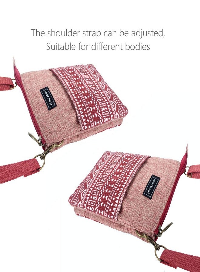 MEISEE Roomy Cell Phone Purse Wallet Canvas Small Crossbody Purse Bags with Shoulder Strap For Women teen girlsl (B-red) - Image 4