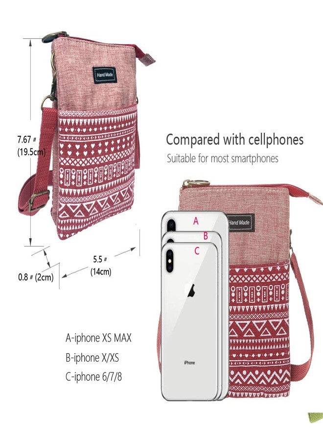 MEISEE Roomy Cell Phone Purse Wallet Canvas Small Crossbody Purse Bags with Shoulder Strap For Women teen girlsl (B-red) - Image 3
