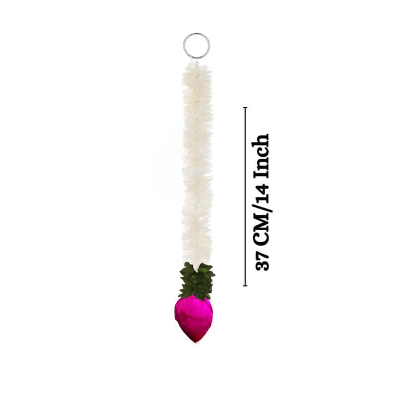 BENAVJI Garlands for Home Decoration, Lotus Hangings (Pack of 5 Pcs, Size 14 Inch Each) | Offwhite Fabric & Solawood Lotus Buds | Flower Garlands for Home Decoration - Image 4