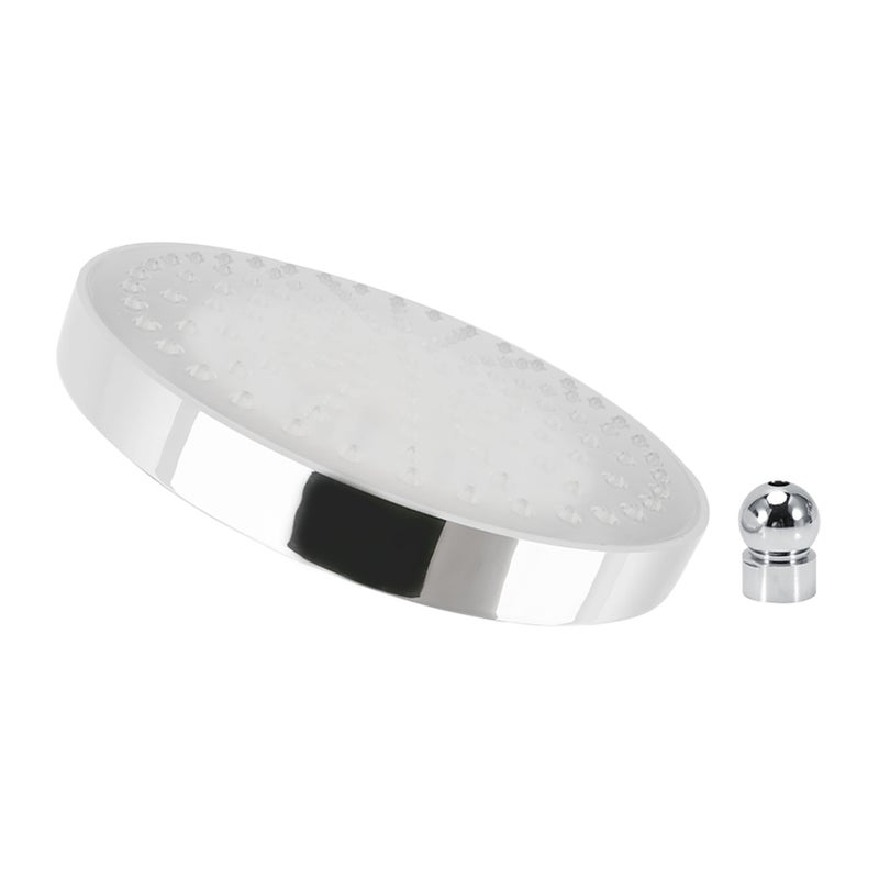 رأس دش رأسي LED RGB للحمام من الفولاذ المقاوم للصدأ دائري قطره 8 بوصات مصمم للمراسم المطرية - Image 1