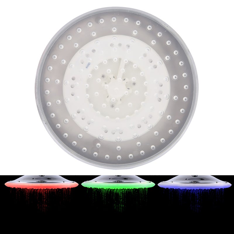 رأس دش رأسي LED RGB للحمام من الفولاذ المقاوم للصدأ دائري قطره 8 بوصات مصمم للمراسم المطرية - Image 5