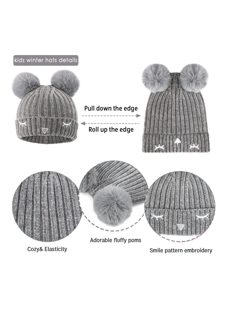 SYOSI Warm Knit Beanie Hat, Neck Scarf, and Touchscreen Gloves Set for Toddler Boys and Girls (3-10 Years) - Perfect Winter Gift  - Image 3