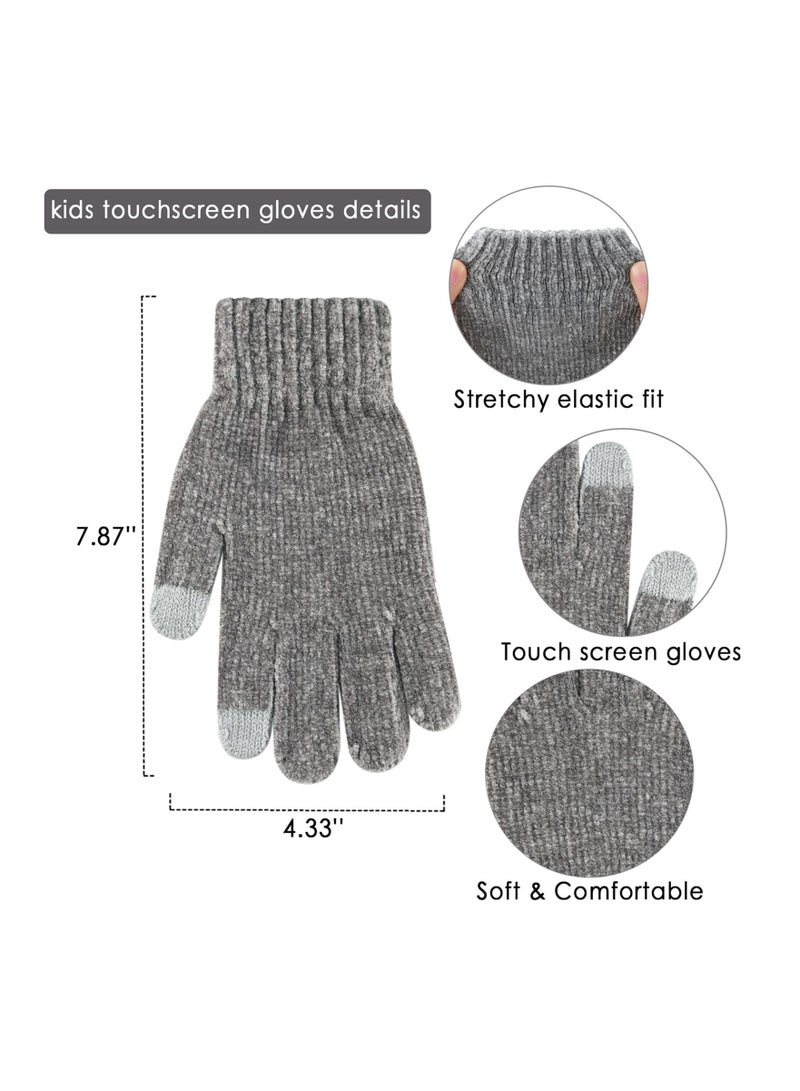 SYOSI Warm Knit Beanie Hat, Neck Scarf, and Touchscreen Gloves Set for Toddler Boys and Girls (3-10 Years) - Perfect Winter Gift  - Image 4