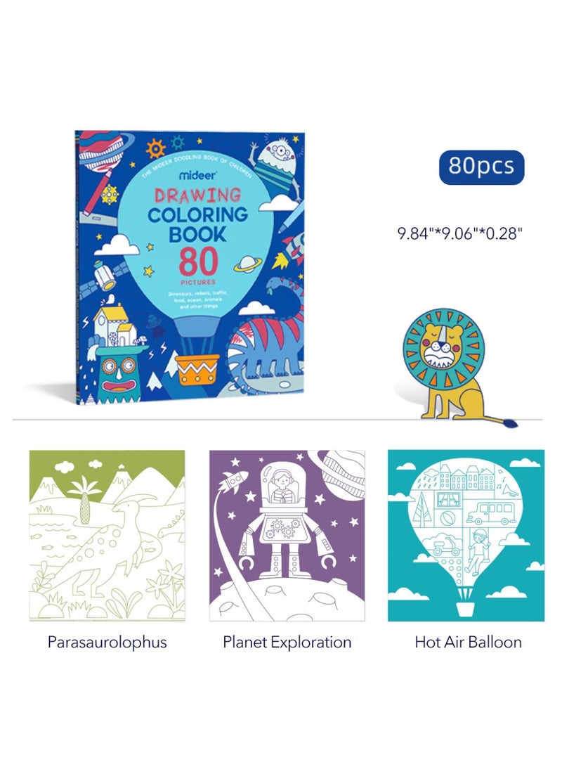 MiDeer Drawing Coloring Book for Kids – Blue Balloon Theme – 80 Fun Designs Including Dinosaurs, Robots, Animals & More – Thick Paper for Coloring & Drawing – Ages 3+ - Image 5