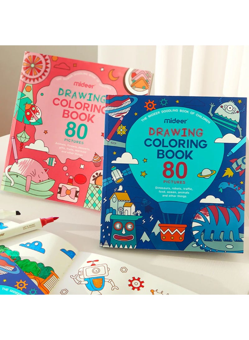 MiDeer Drawing Coloring Book for Kids – Blue Balloon Theme – 80 Fun Designs Including Dinosaurs, Robots, Animals & More – Thick Paper for Coloring & Drawing – Ages 3+ - Image 3