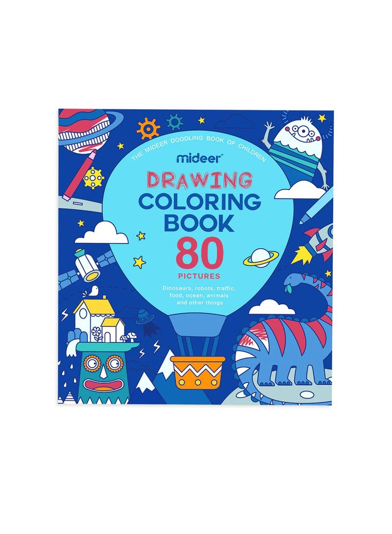 MiDeer Drawing Coloring Book for Kids – Blue Balloon Theme – 80 Fun Designs Including Dinosaurs, Robots, Animals & More – Thick Paper for Coloring & Drawing – Ages 3+ - Image 1