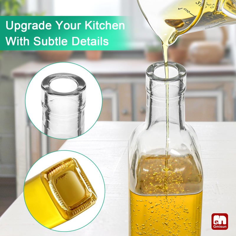 gmisun Olive Oil Dispenser for Kitchen, 4 Pack 17 fl oz Glass Oil Dispensers Bottle, Cooking Soy Sauce Bottle Container Cruet with Plastic Pourer Spout, Funnel and Labels, Clear - Image 5