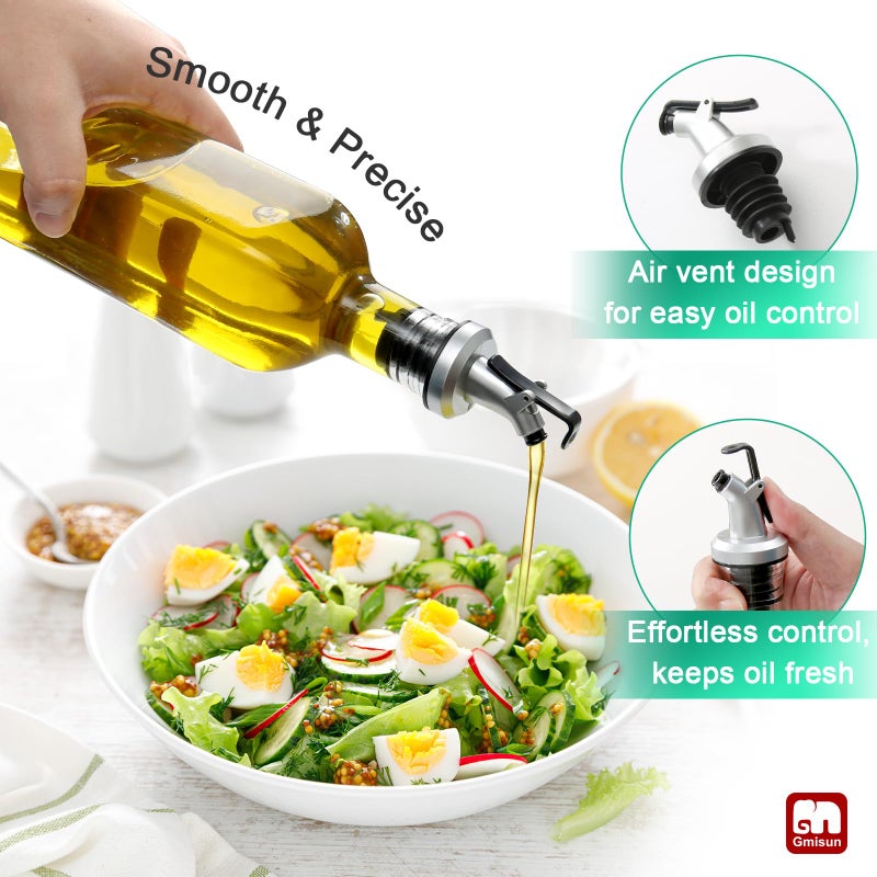 gmisun Olive Oil Dispenser for Kitchen, 4 Pack 17 fl oz Glass Oil Dispensers Bottle, Cooking Soy Sauce Bottle Container Cruet with Plastic Pourer Spout, Funnel and Labels, Clear - Image 3