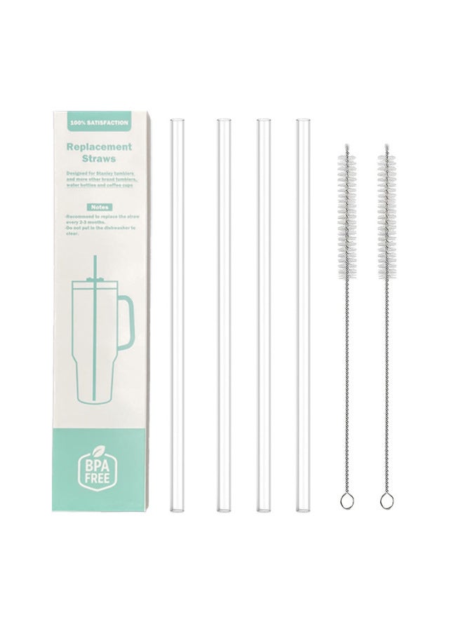 Cross-border Stanley PE Straw Replacement Suit Cloud Straw Cap Three-piece Set Stanley Water Cup 40oz Straw-Color:Box + 4 Tubes + 2 Brushes  - Image 1