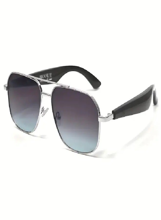 AI Smart Translation Glasses with UV Protection  Hi-Fi Sound | Wireless Bluetooth V5.4 | Luxury Metal Frame | Dual-Touch Control | Real-Time Language Translation | Ideal for Business, Travel  Sports | Unisex ,  Silvery Frame With Gradient Purple - Image 1