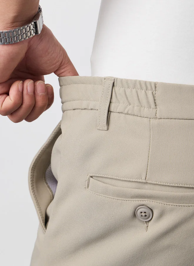 The Souled Store  The Souled Store Men Straight Fit Solid Beige Super Flex Pants  | Best Price UAE