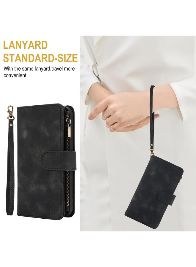 S-TOP Case For Samsung Galaxy A24 5G Global Dream 9-Card Zipper Wallet RFID Leather Phone Case with Lanyard - Image 5